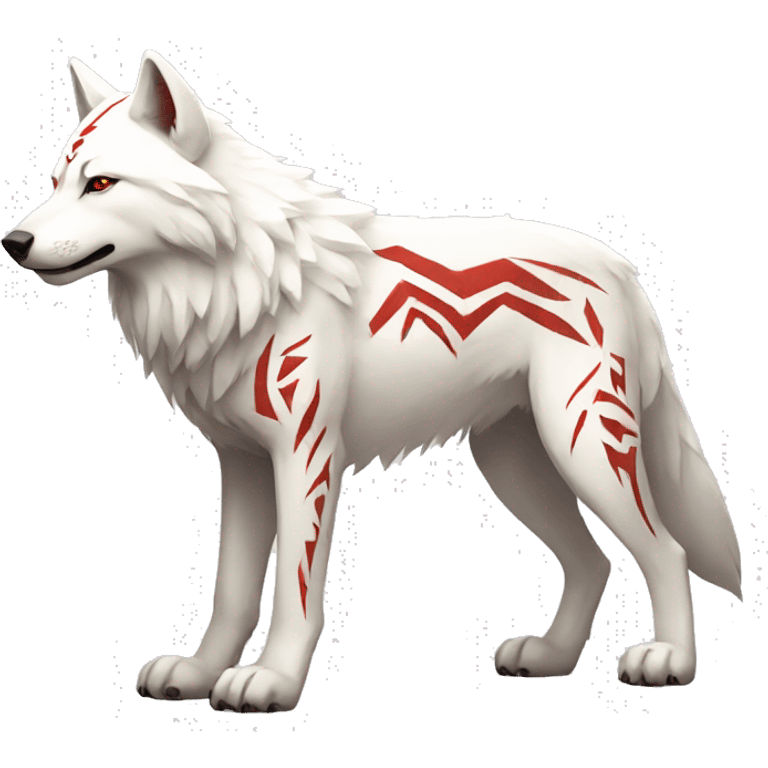 White Wolf With red Tribal Markings Full Body emoji