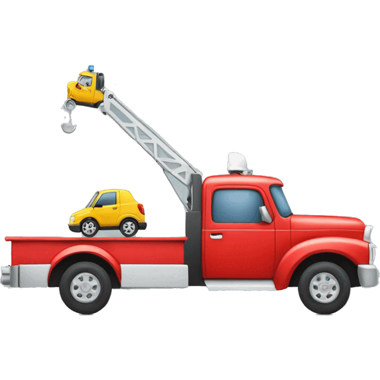 Tow truck carrying a small car emoji