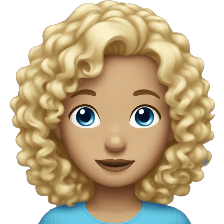 Girl with blonde curly hair and blue eyes emoji