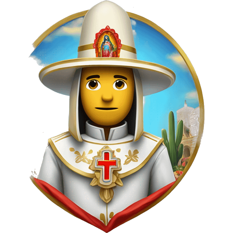 Caballero templario con un escudo con la imagen de la virgen de Guadalupe  emoji