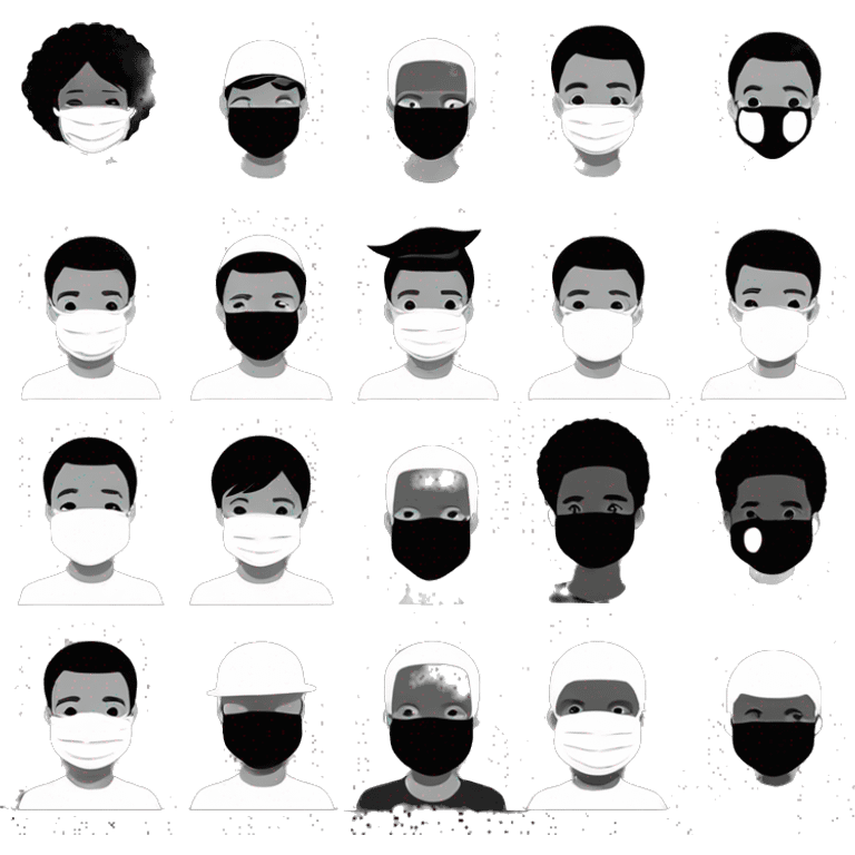 Generate an black emoji of my friend having white face mask emoji