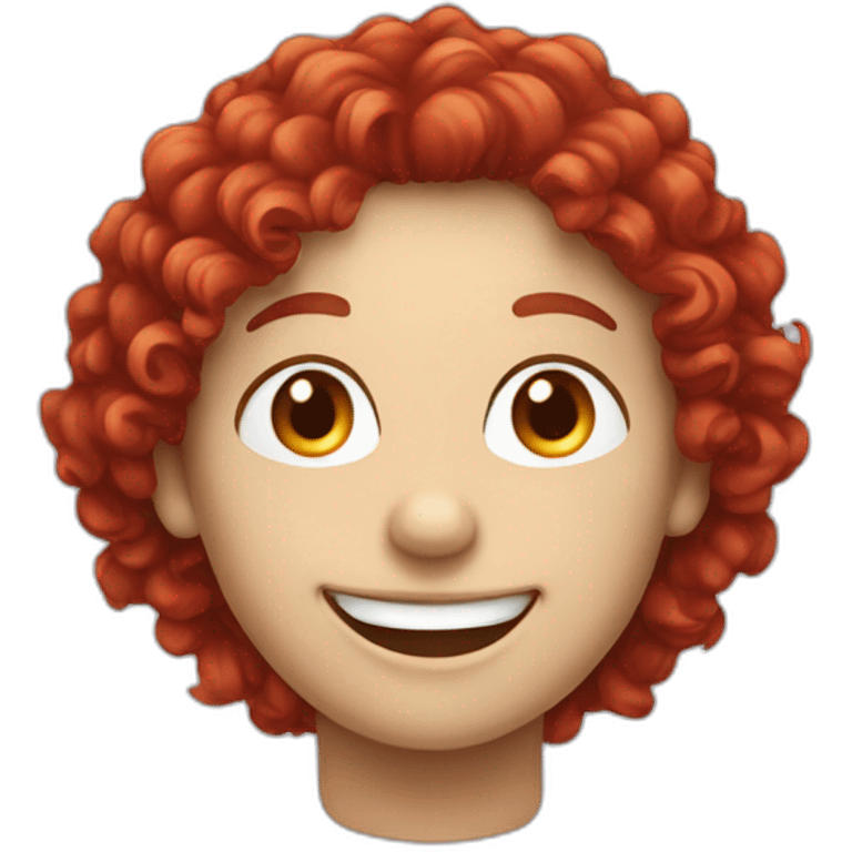 Smile face white color with red curly hair emoji