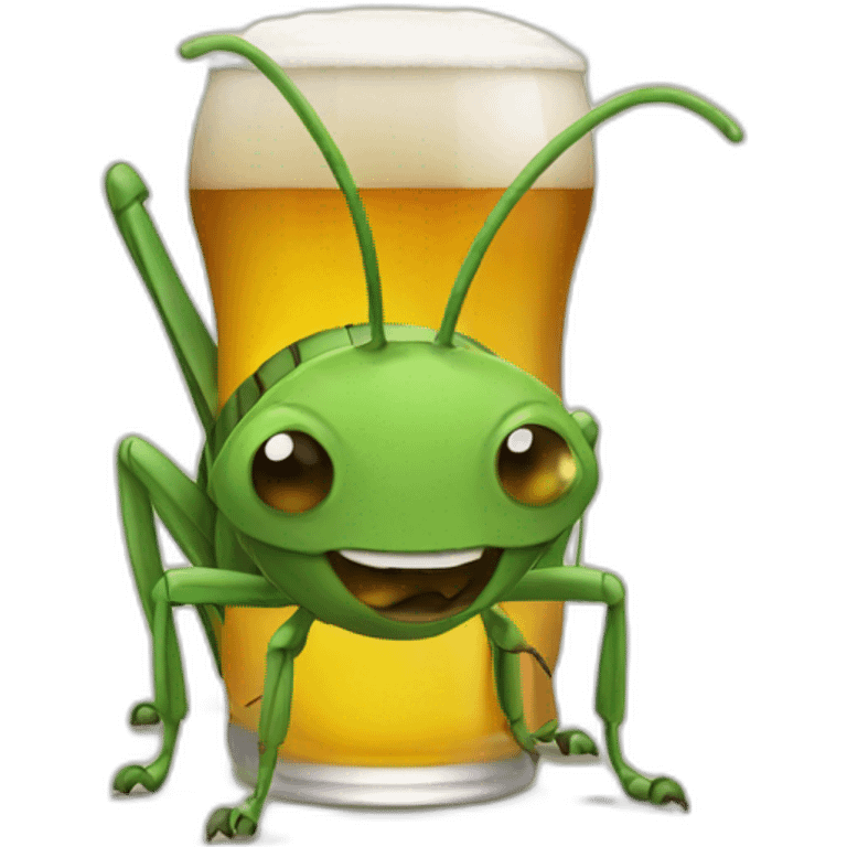 a cricket with a beer emoji