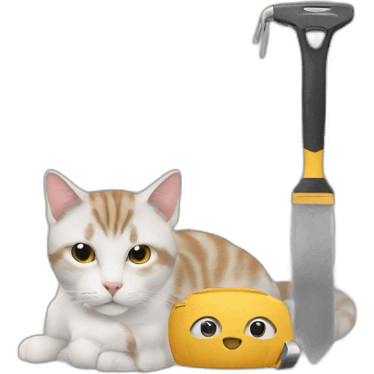 cat and a tool emoji