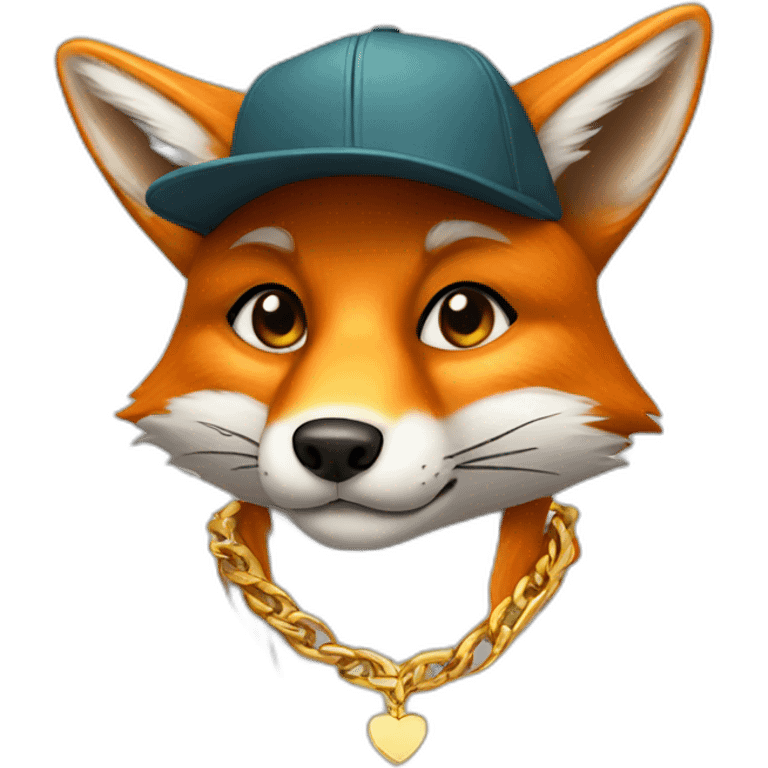 fox wearing a cap and a gold chain emoji