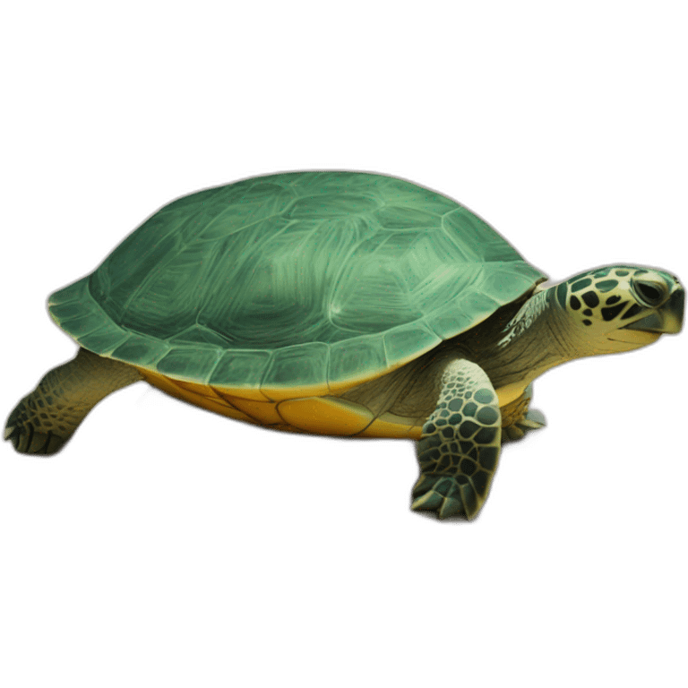 Une tortue sur un dofin emoji