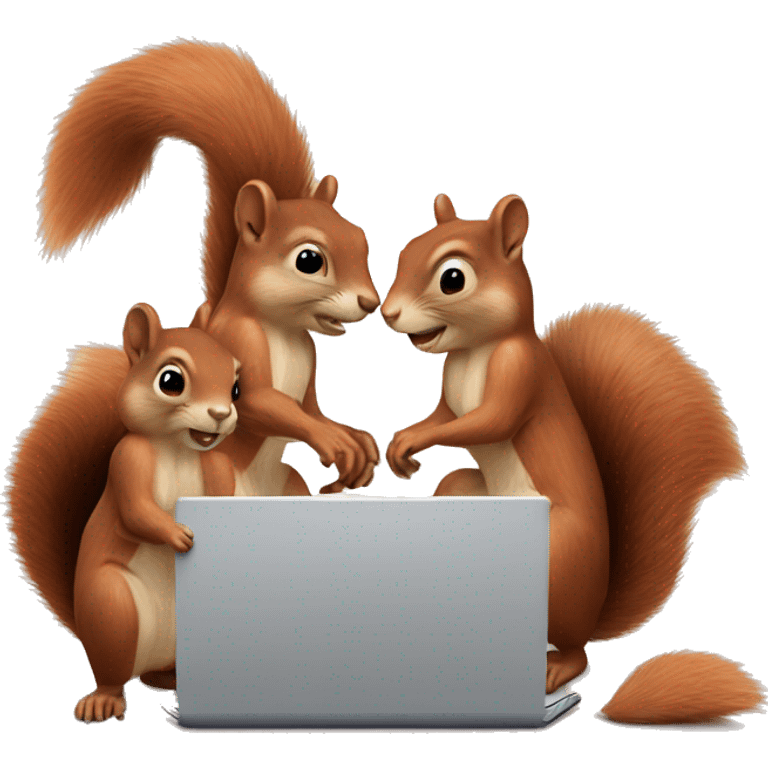 Three squirrels on a laptop  emoji