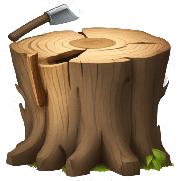 Tree stump with an axe cleaved in  it  emoji