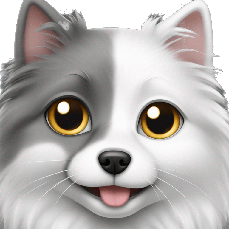 japanese spitz and grey and white small ragdoll cat emoji