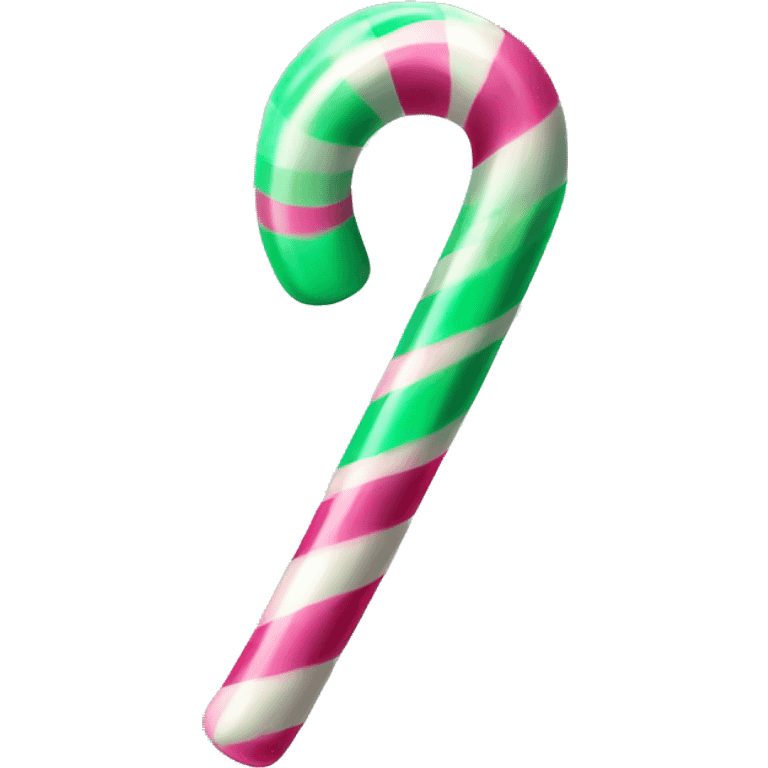 Realistic hot pink and mint green candy cane. emoji