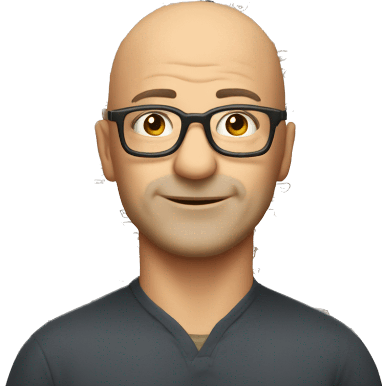 Bald man around 40 years old in a vintage glasses emoji