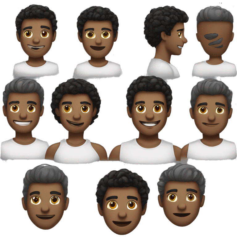 Homem de pele morena e cabelo preto curto emoji