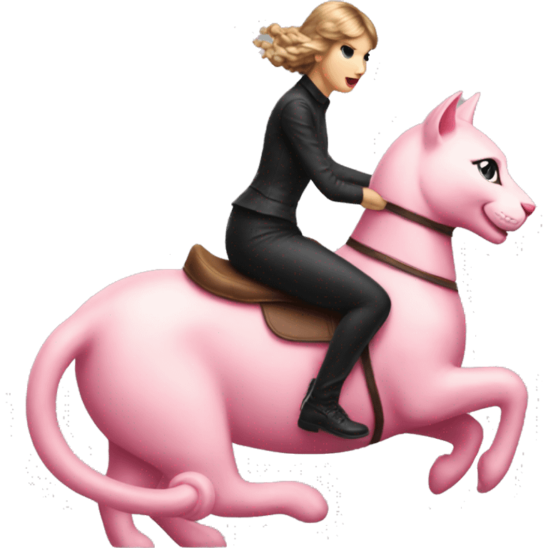 taylor swift riding a pink cat emoji