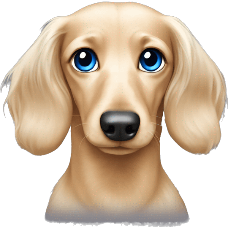 Dachshund cream long haired with 1 blue eye  emoji