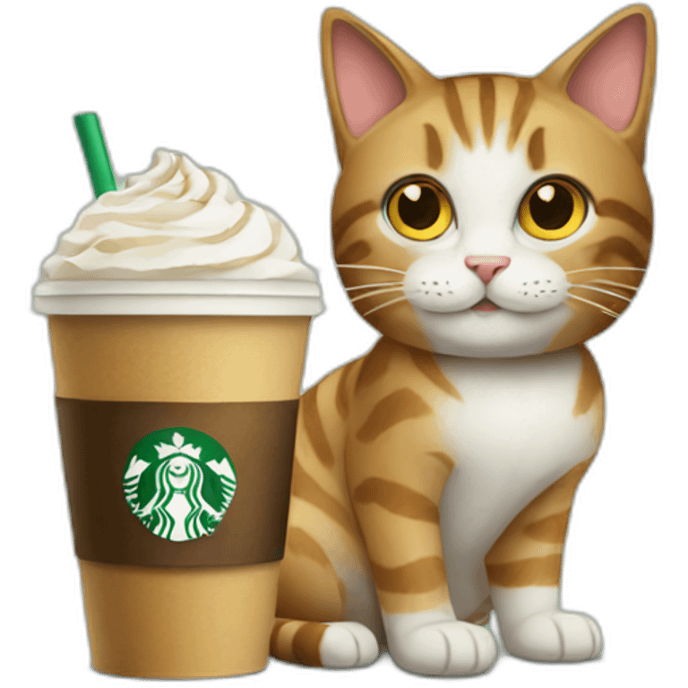 Cat with starbucks emoji