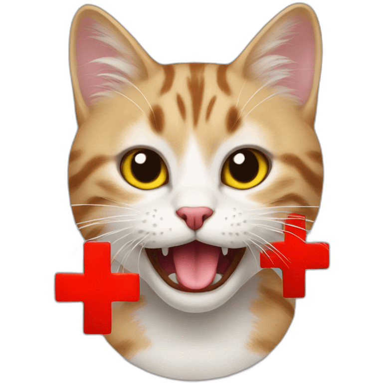 Cat with emote Red Cross and tongue emoji