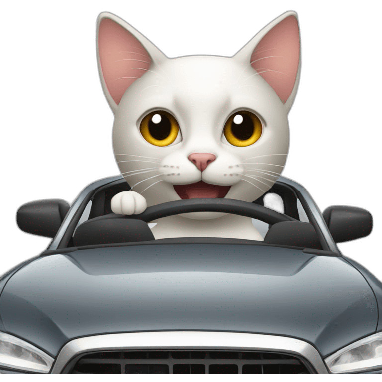 Cat driving the car emoji