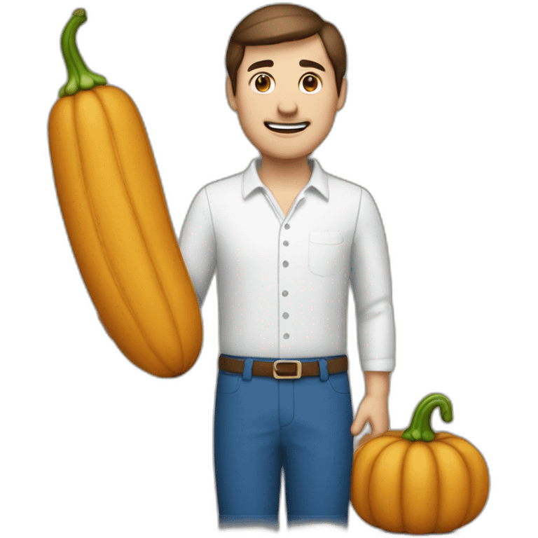 Homme blanc avec une coupe marron courge et une puce bleue sur le côté de la tete emoji