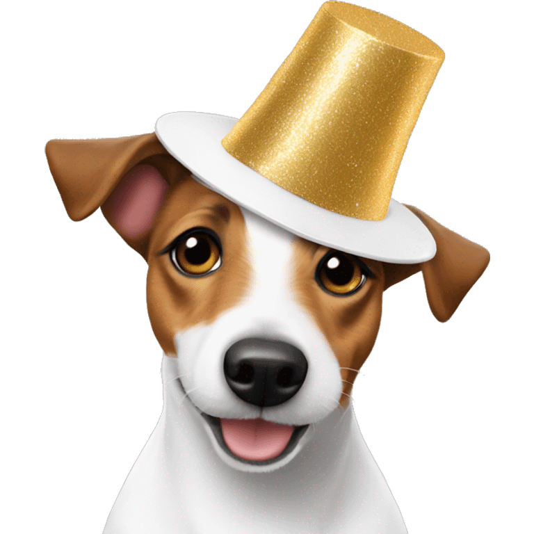 jack russell terrier with a new year's hat emoji