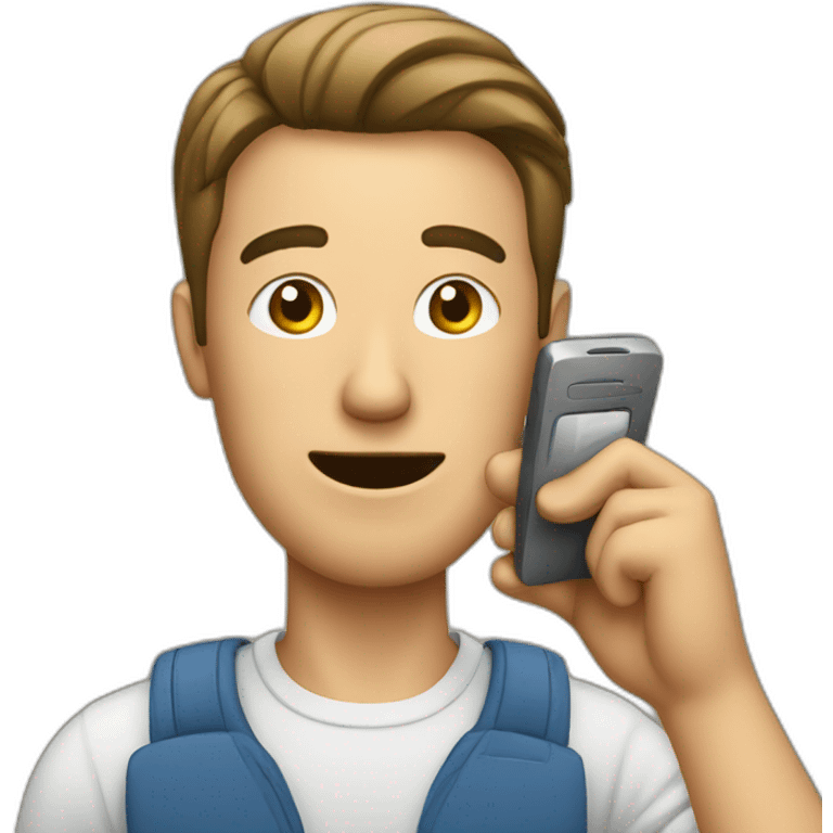 A man talks into a mobile phone emoji