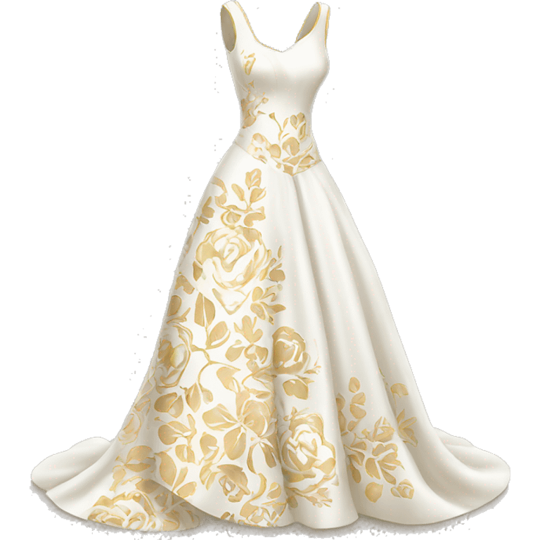 White and gold wedding dress with floral pattern on it  emoji