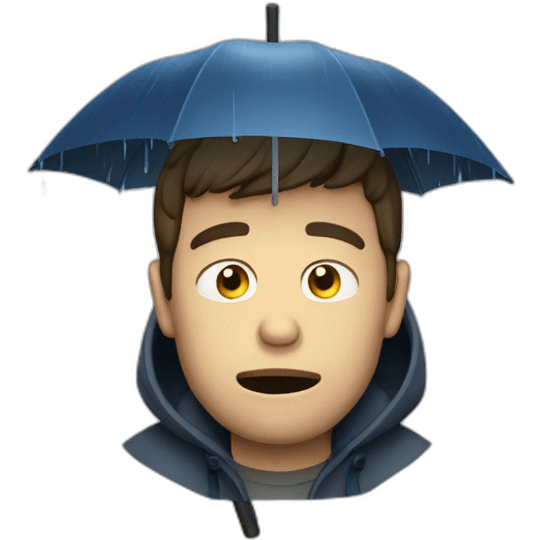 an unhappy french guy in the rain emoji