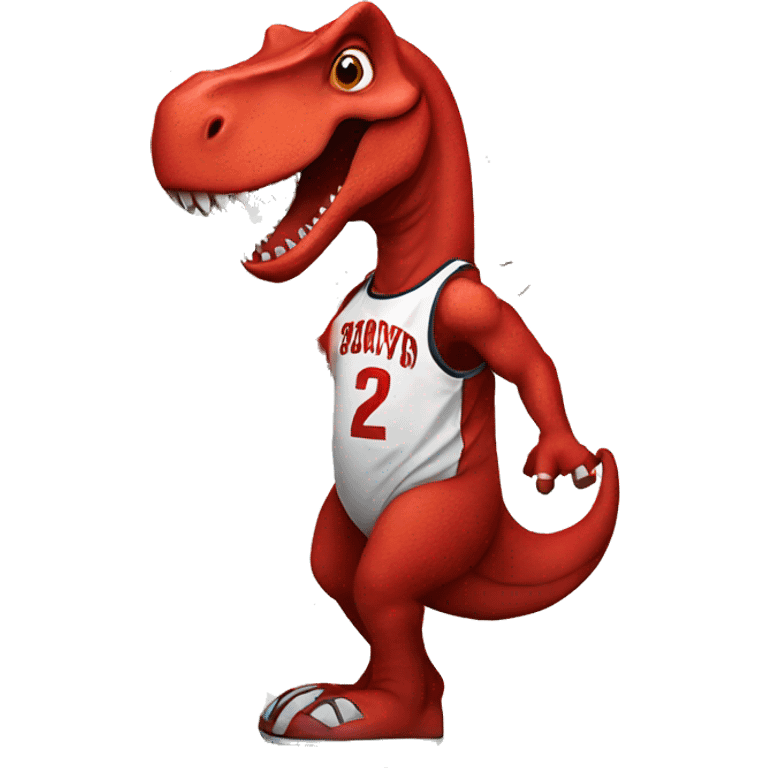 red dinosaur with basketball emoji