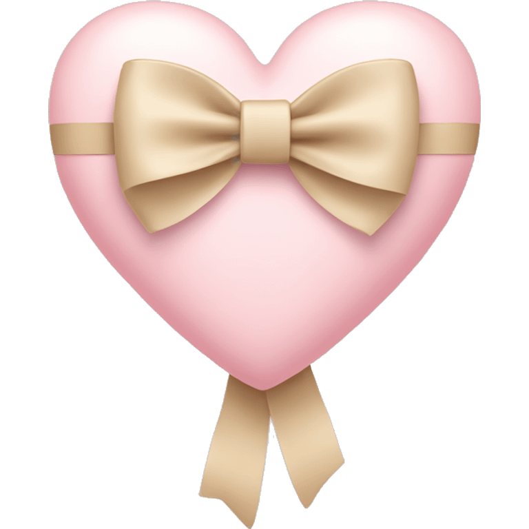 Pastel pink heart with beige bow  emoji