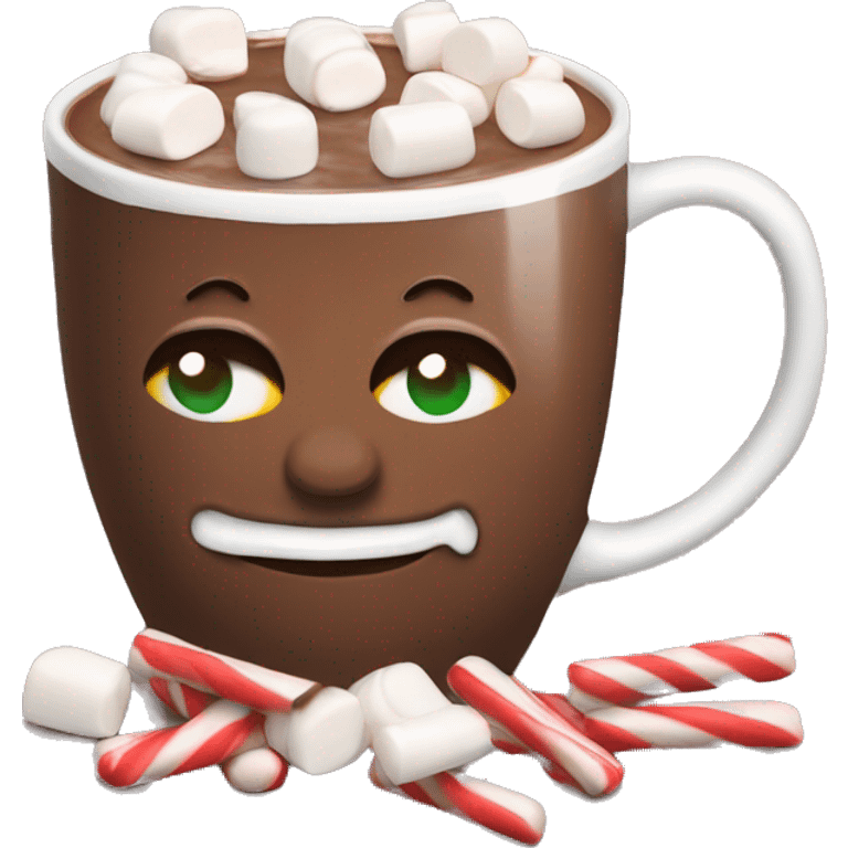 Christmas Mug of hot chocolate with mini marshmallows emoji