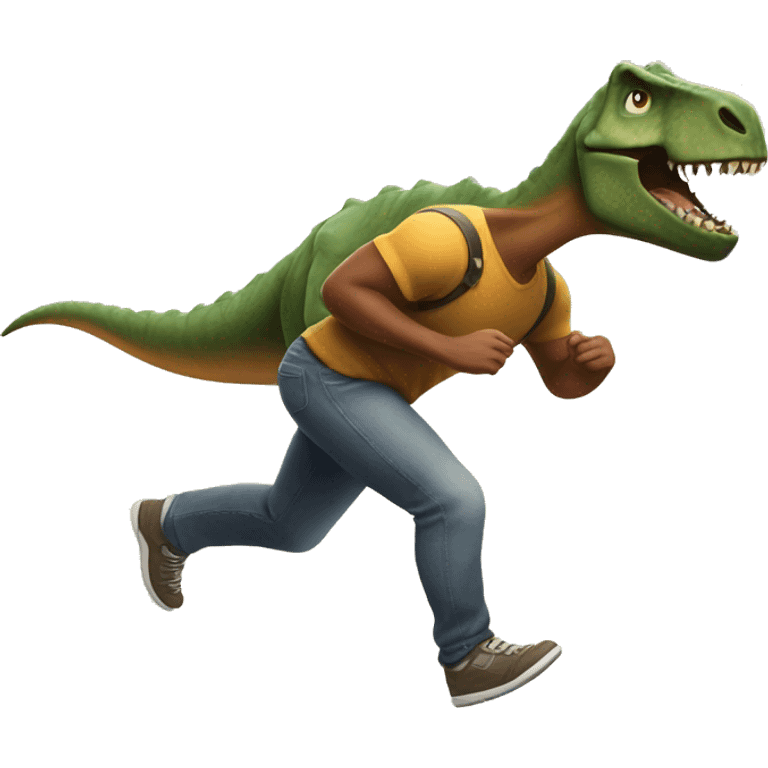 Guy running from dinosaur emoji