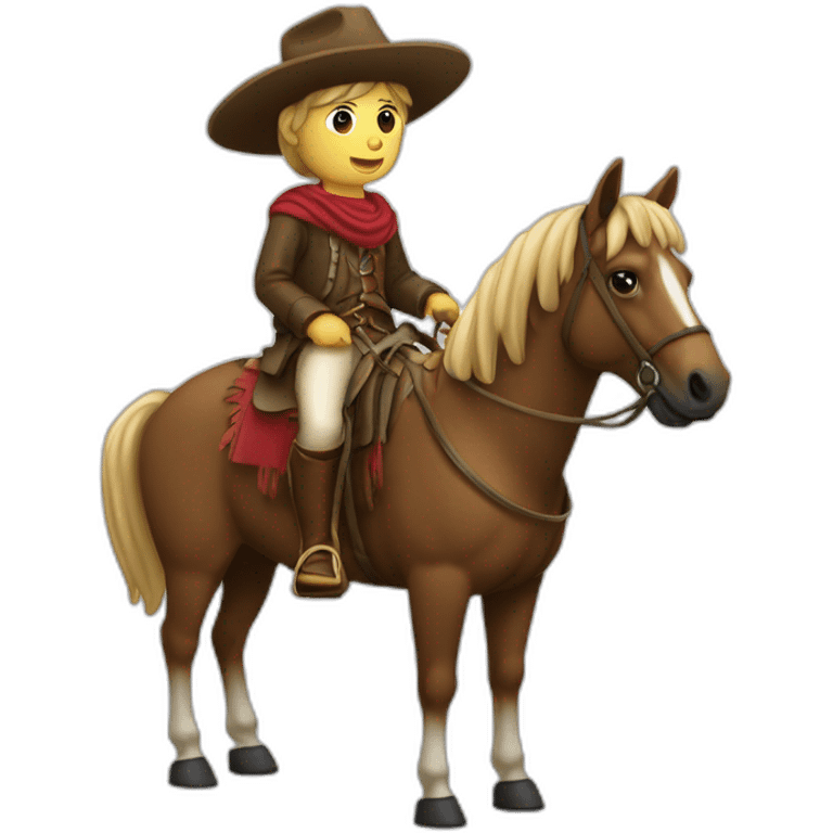 gaucho mounted on a horse without a hat writing code on a computer emoji