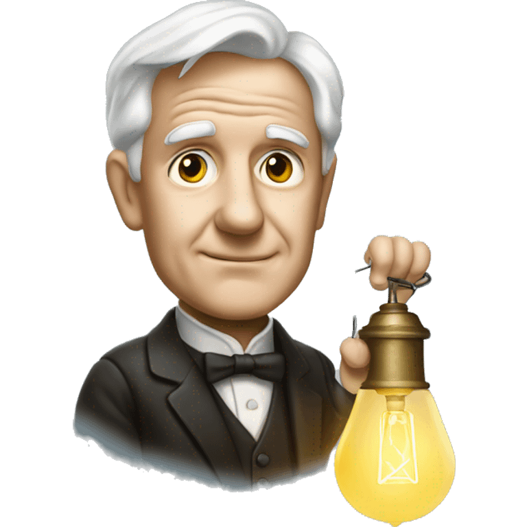 thomas edison with lamp in hand emoji