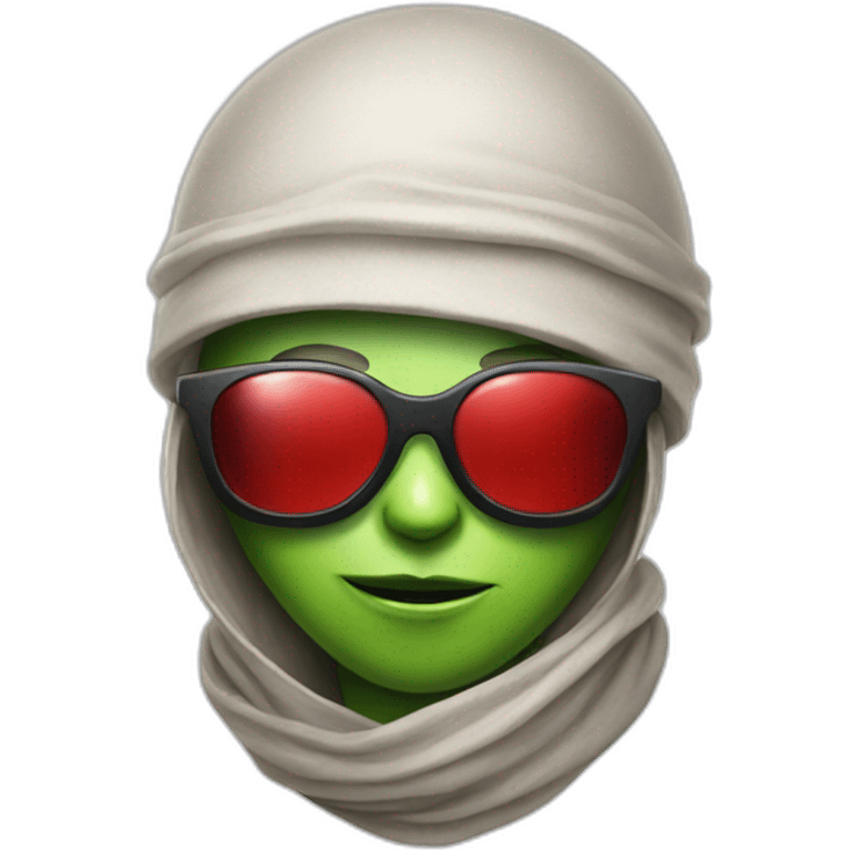 Alien with bandana and red glasses emoji