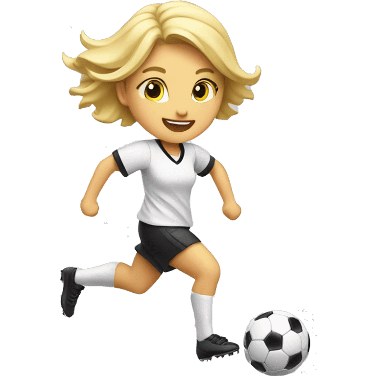 blond girl kicking a soccer ball in the air emoji