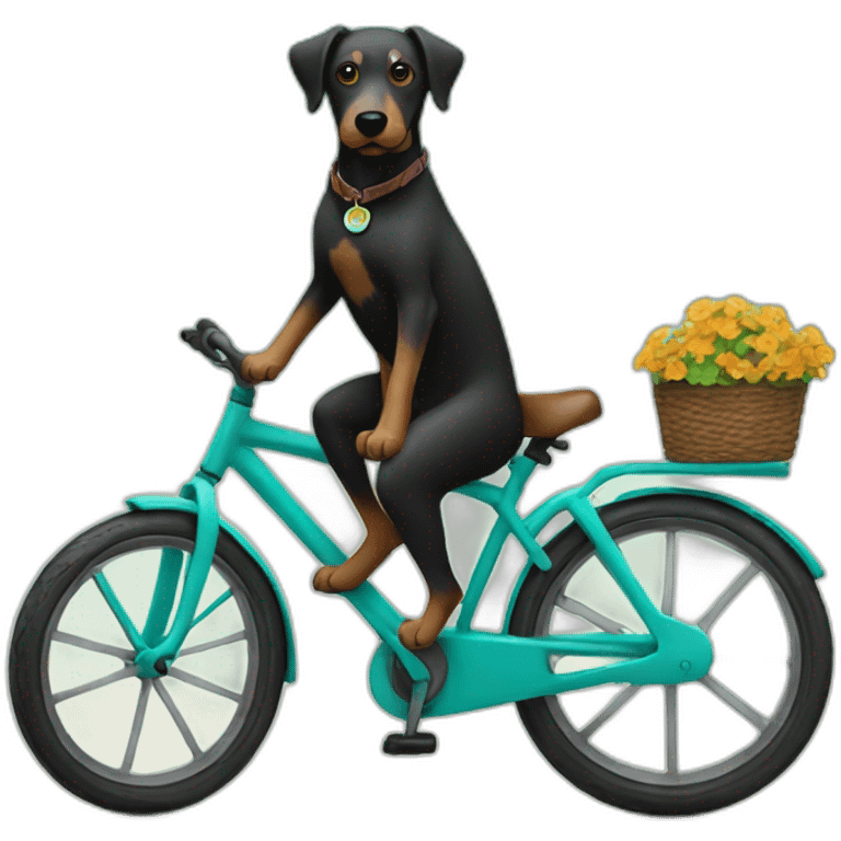 black with brown dog on a turquoise bike emoji