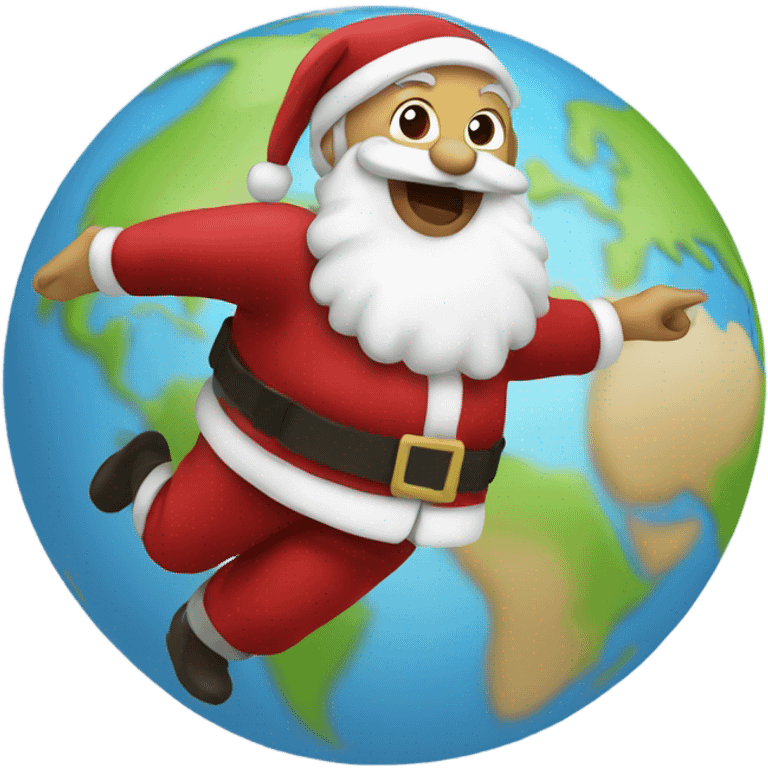 Santa flying around the globe  emoji