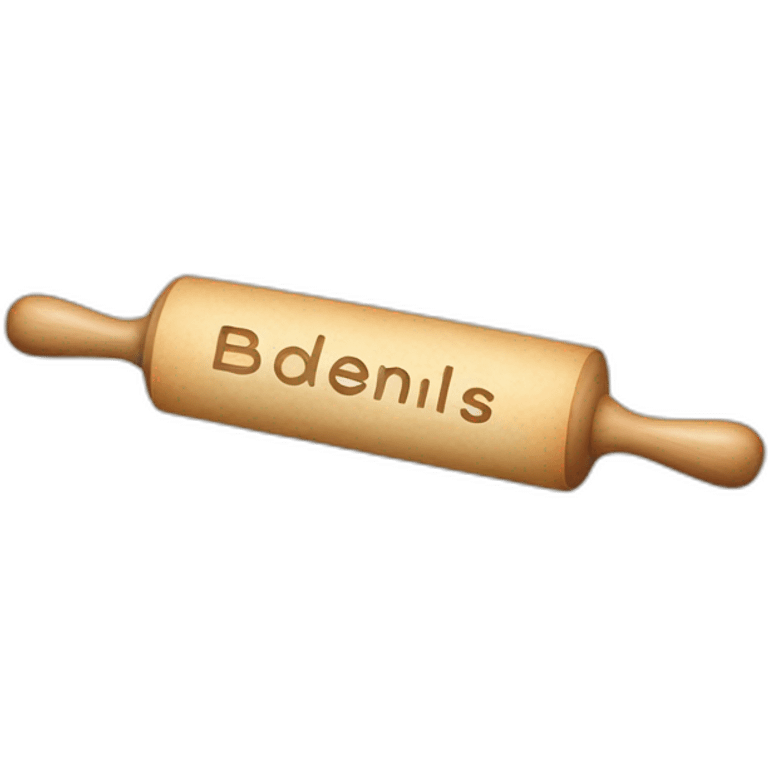 rolling pin, underneath it says "bodenlos" emoji