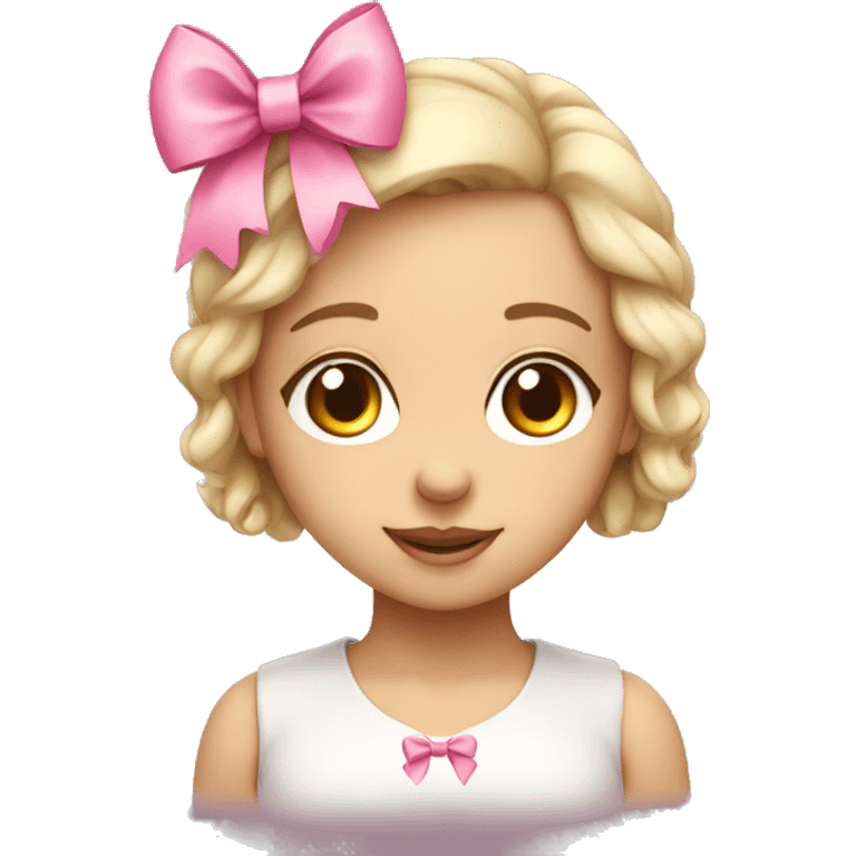 Cute girl with a pink bow emoji