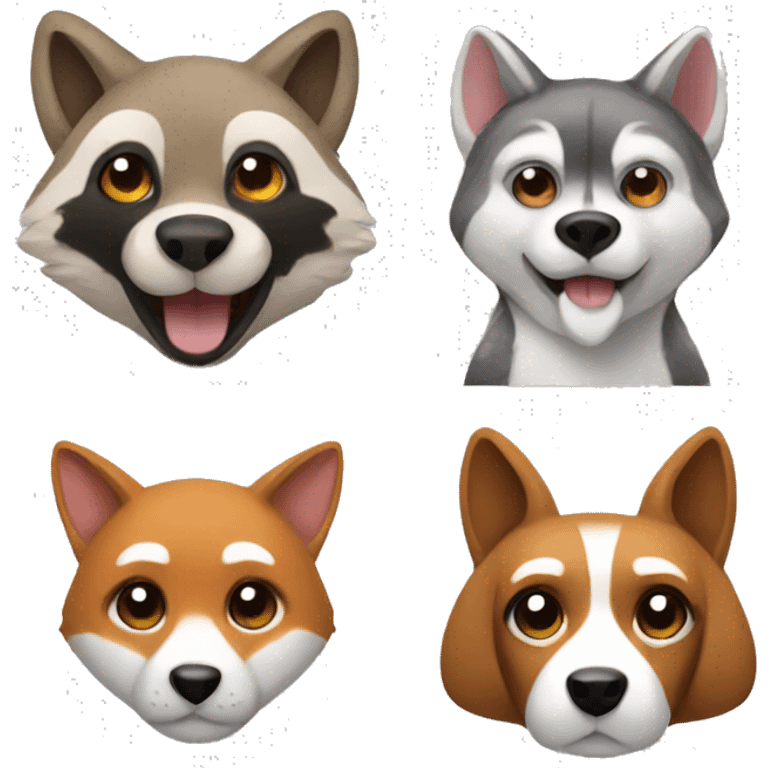 raccoon fox and beagle emoji