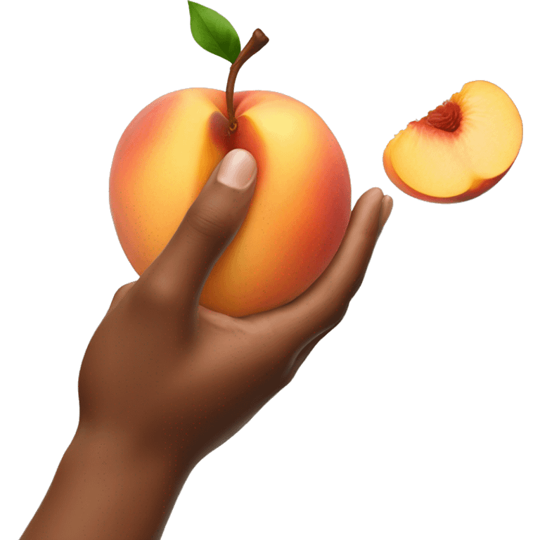 Good juicy peach with a hand that is inside emoji