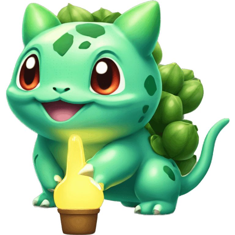 Bulbasaur with a bulb-succulent on his back emoji