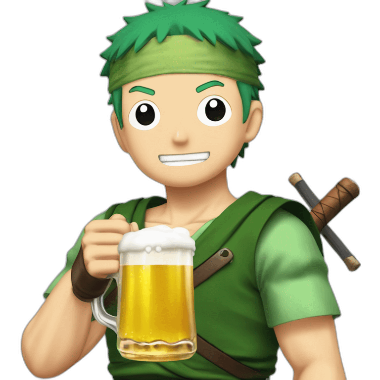 Roronoa zoro qui bois une bière ￼ emoji