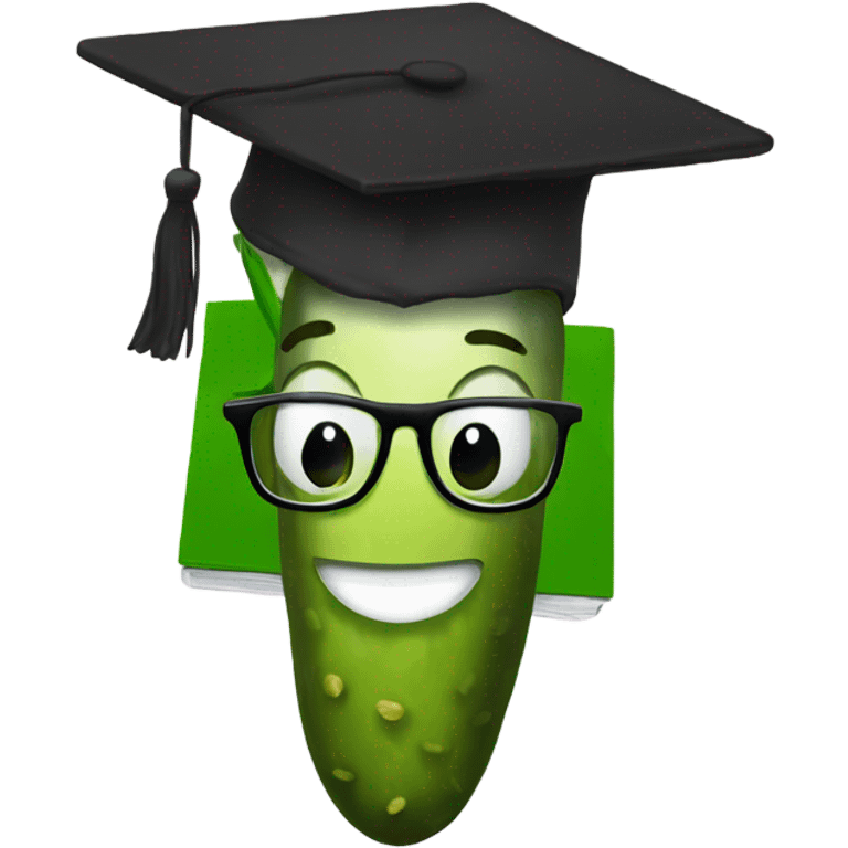 pickle happy face add glasses and graduation cap emoji