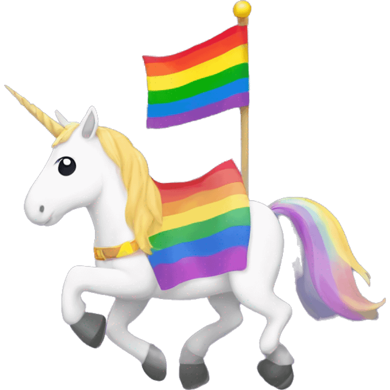 Unicorn with rainbow flag cape emoji