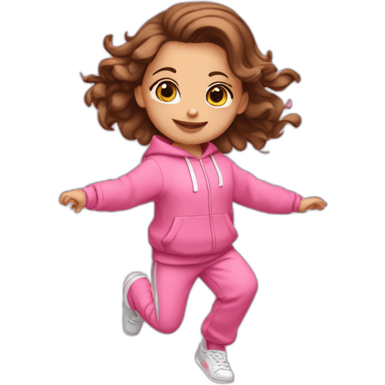 dancing-brown-haired-white-girl-pink-oversize-tracksuit emoji