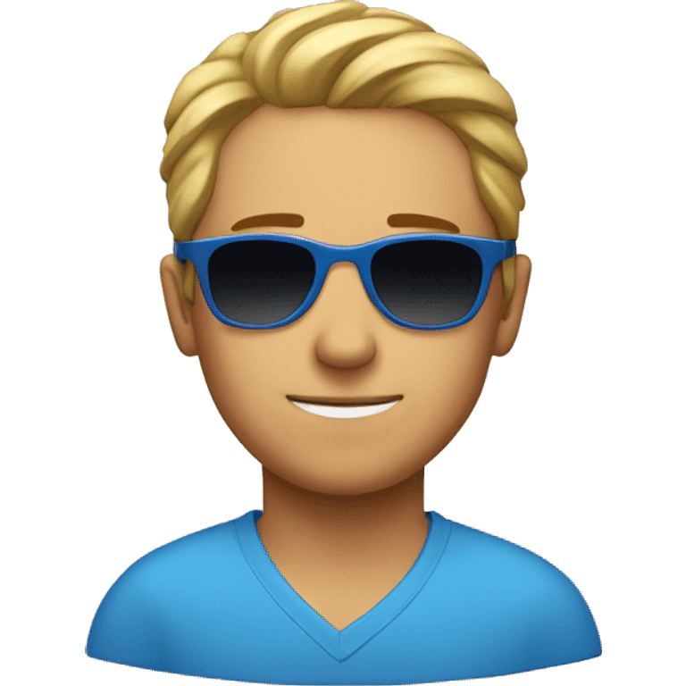 a guy with a blue shirt and a sunglass emoji