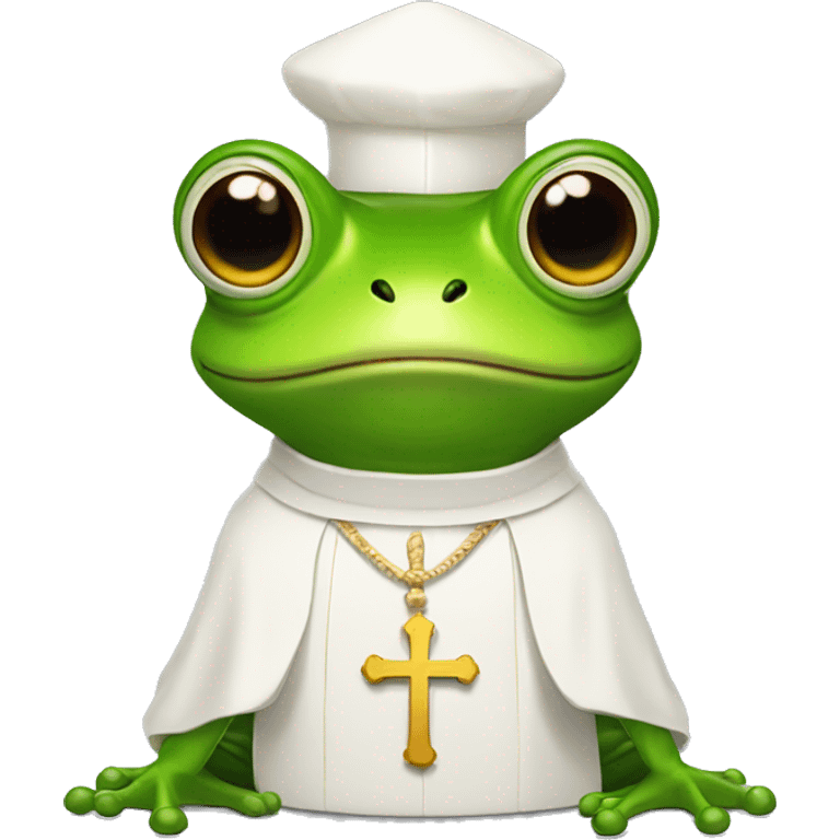 frog wearing airpods dressed as a priest emoji