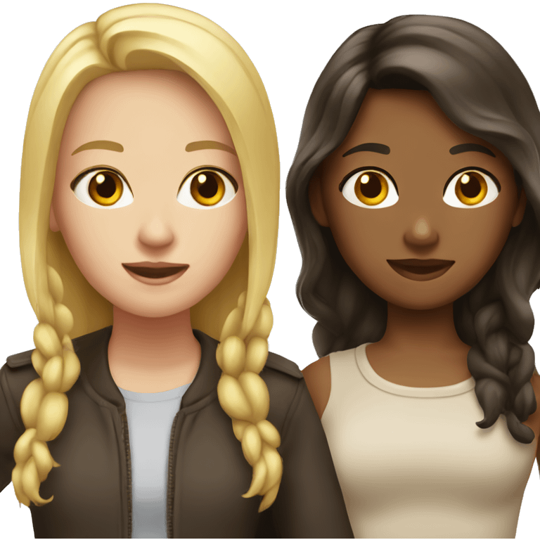 Blonde girl and brunette girl emoji