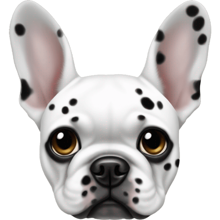 white french bulldog with black spotted ears emoji