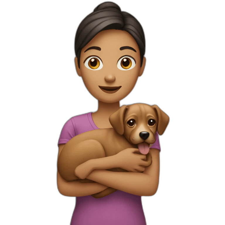 woman holding a dog emoji